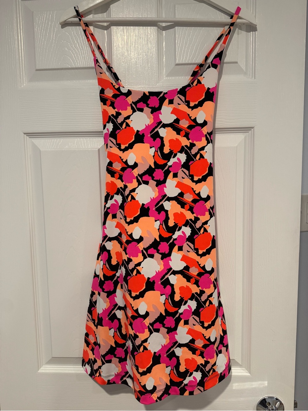 Women’s Black, Pink & Orange Floral Print Tennis Dress with Built-In Shorts